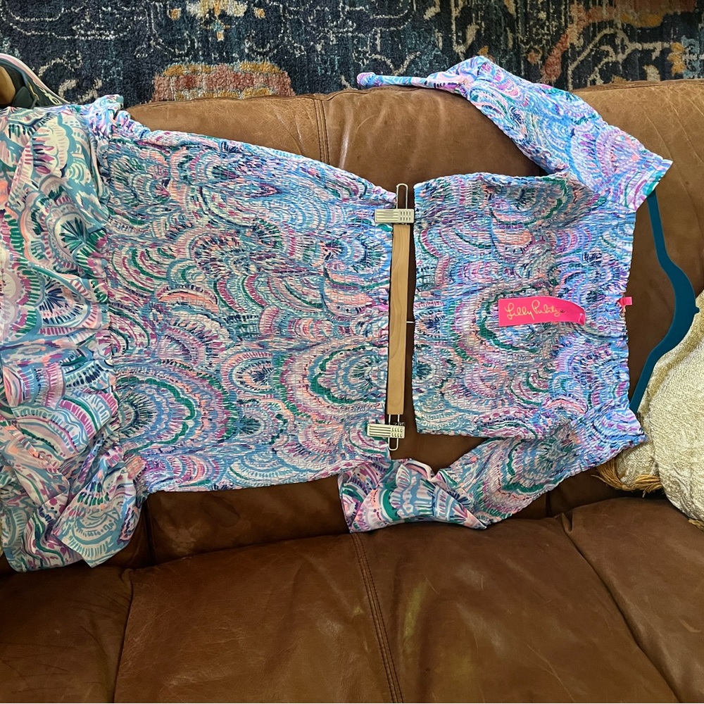 Lilly Pulitzer crop, off shoulder top and matching skirt